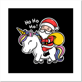 Unicorn and Santa Claus Posters and Art